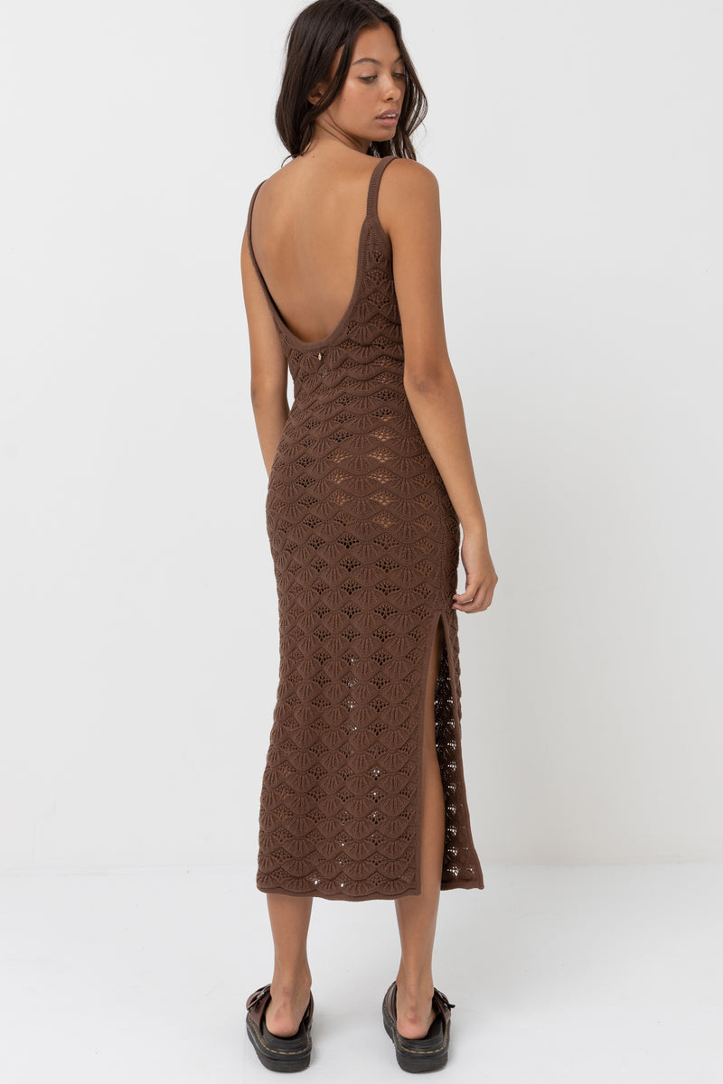 Sunny Knit Midi Dress Chocolate