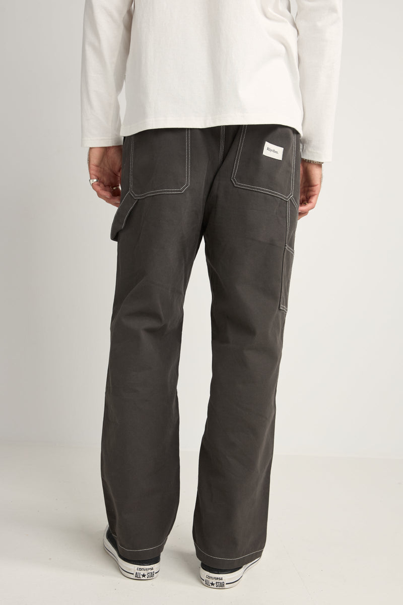 Contrast Stitch Carpenter Pant Black