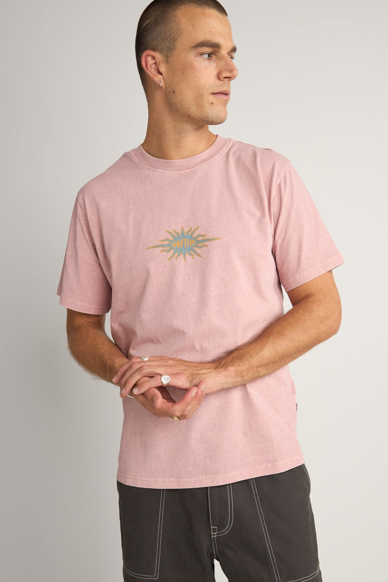 Flame Printed Vintage Ss T Shirt Mauve