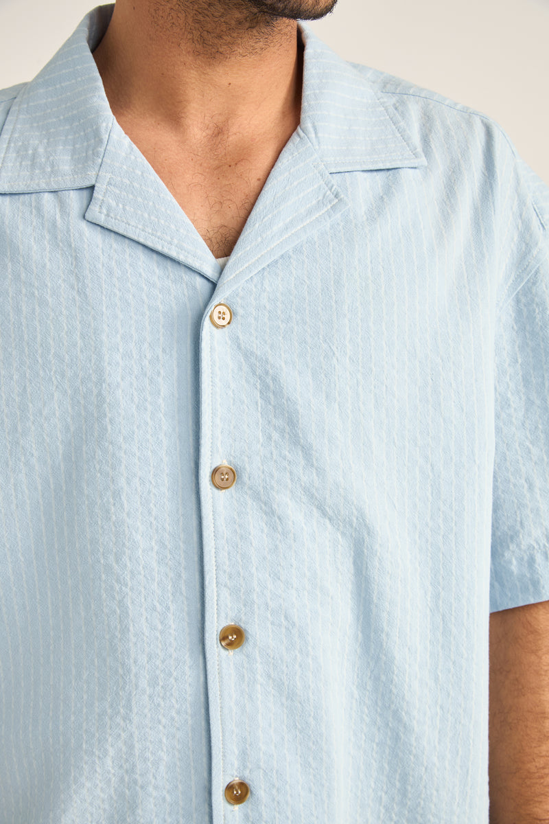 Relaxed Stripe Ss Shirt Blue