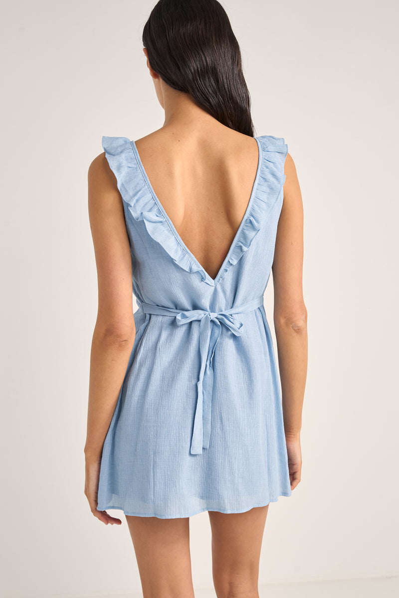 Elsie Ruffle Mini Dress Cornflower