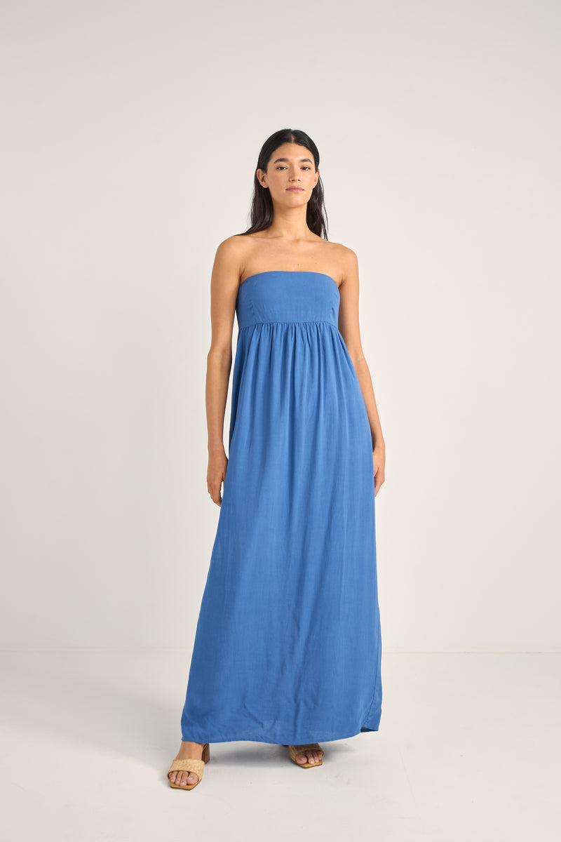 Lani Strapless Maxi Dress Blue