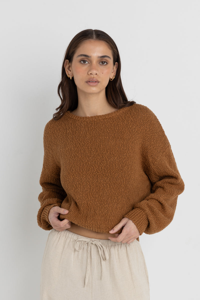 Hailey Boucle Knit Jumper Coffee