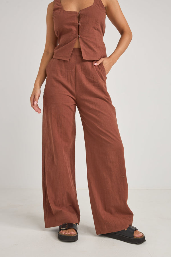 Stevie Wide Leg Pant Coffee