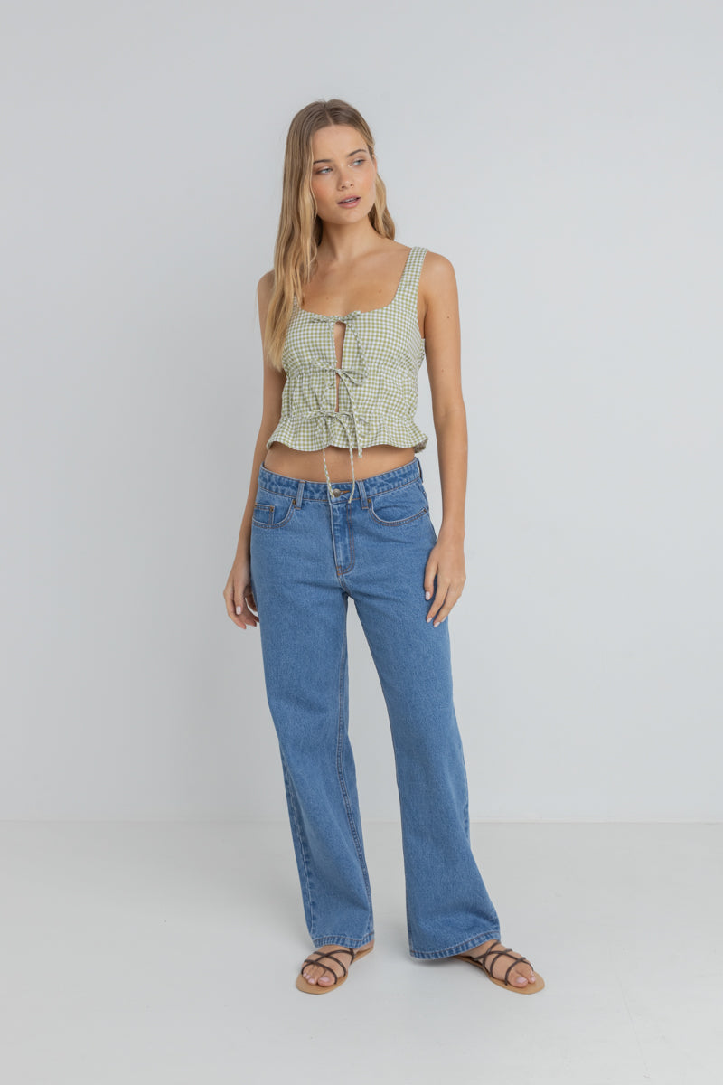 Gloria Tie Front Top Green