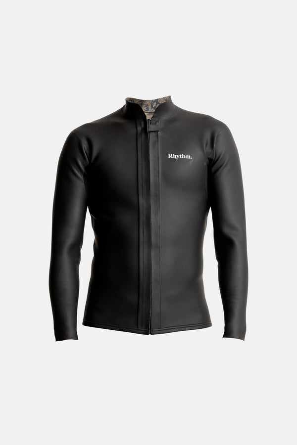 Classic Retro Front Zip Wetsuit Jacket Black