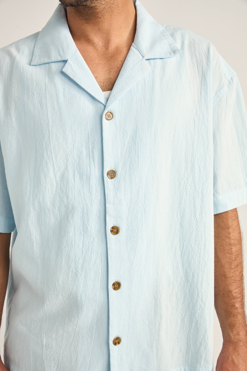 Relaxed Texture Ss Shirt Blue