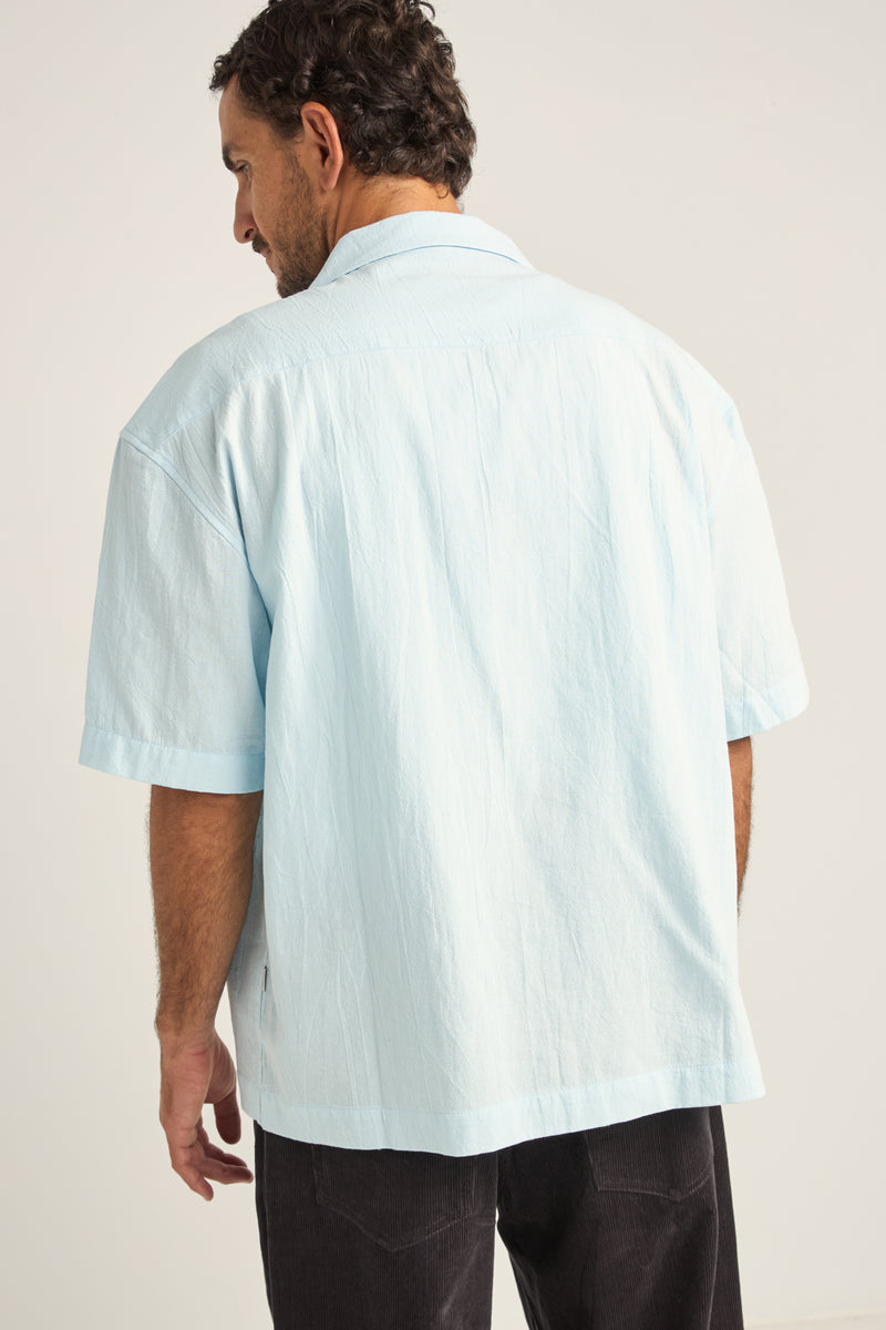 Relaxed Texture Ss Shirt Blue