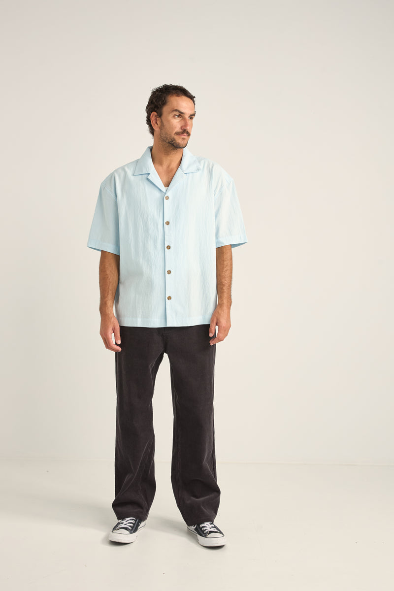 Relaxed Texture Ss Shirt Blue