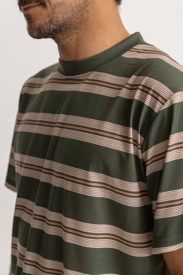 Vintage Stripe Ss T Shirt Olive