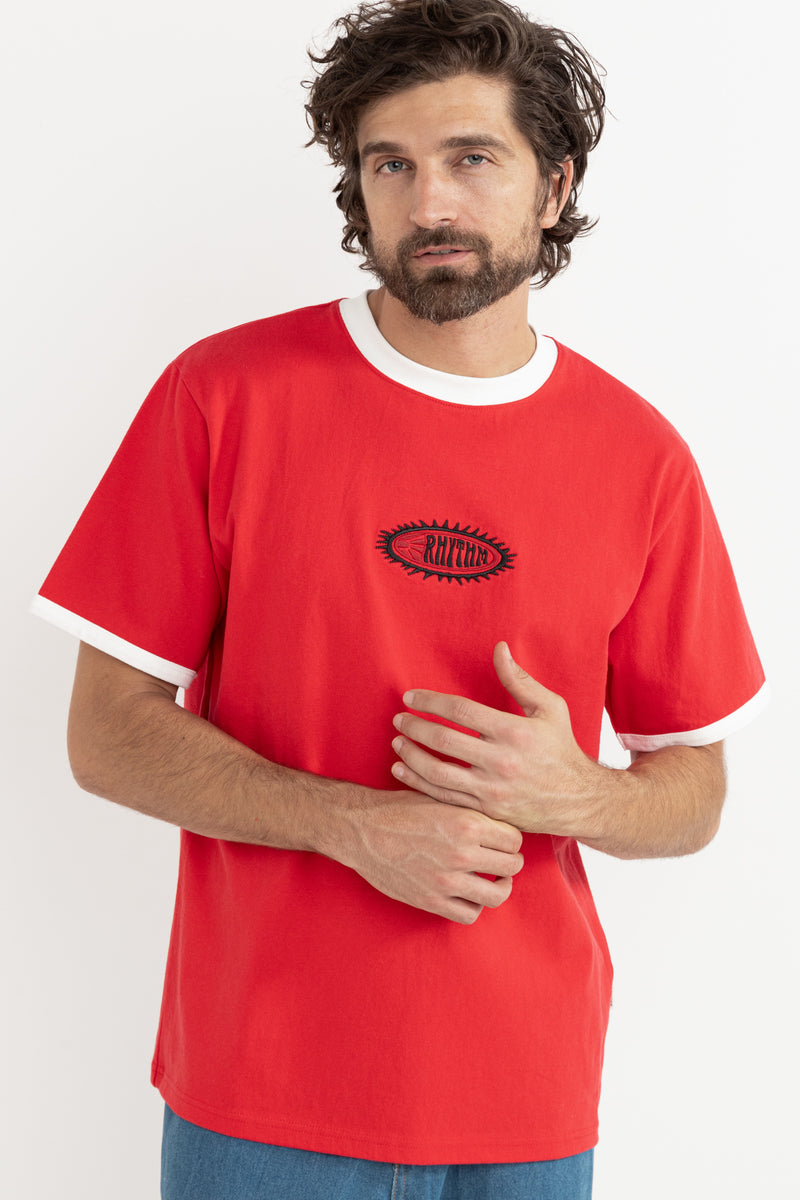 Sun Dome Ringer Vintage Ss T-Shirt Red