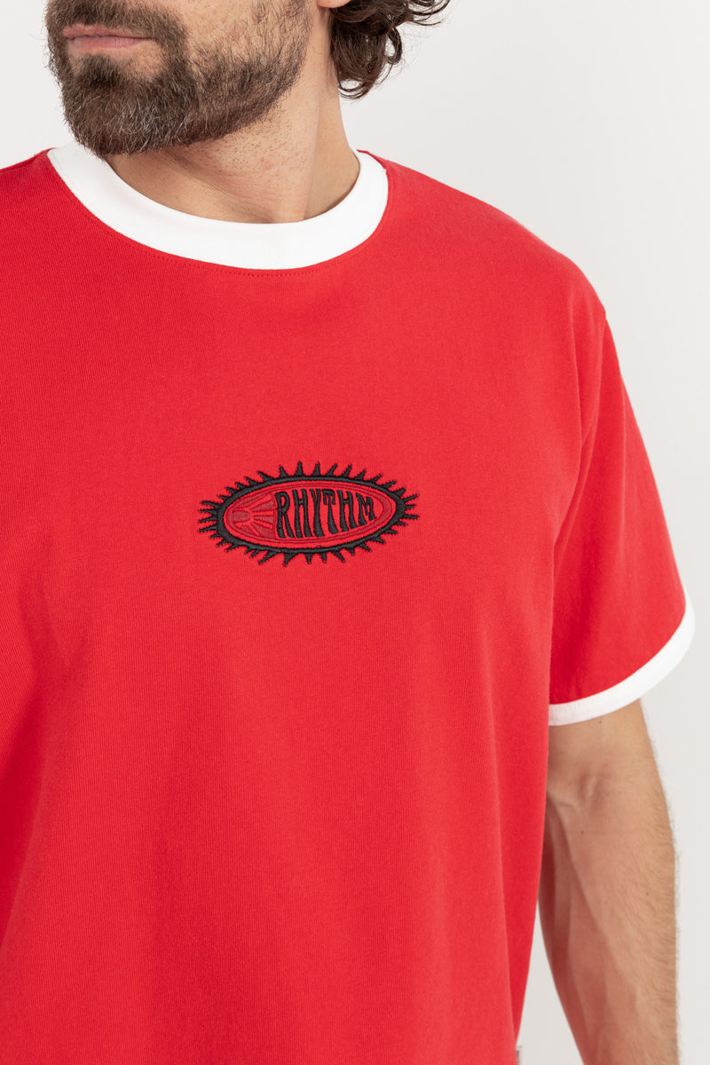 Sun Dome Ringer Vintage Ss T-Shirt Red