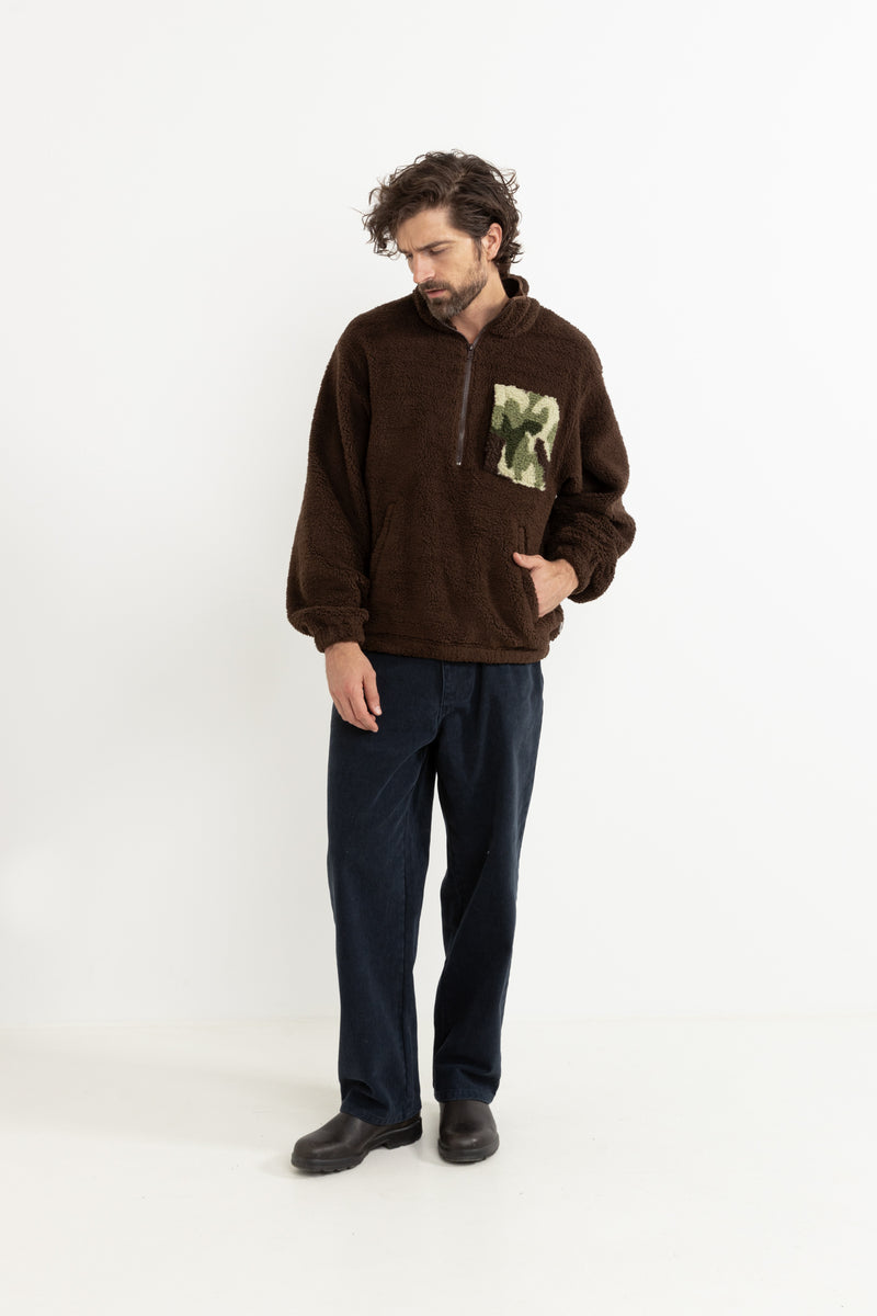 Noa Sherpa Pullover Chocolate