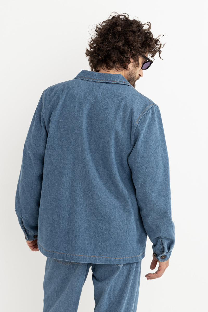 Wave Washed Denim Shop Jacket Blue Wash