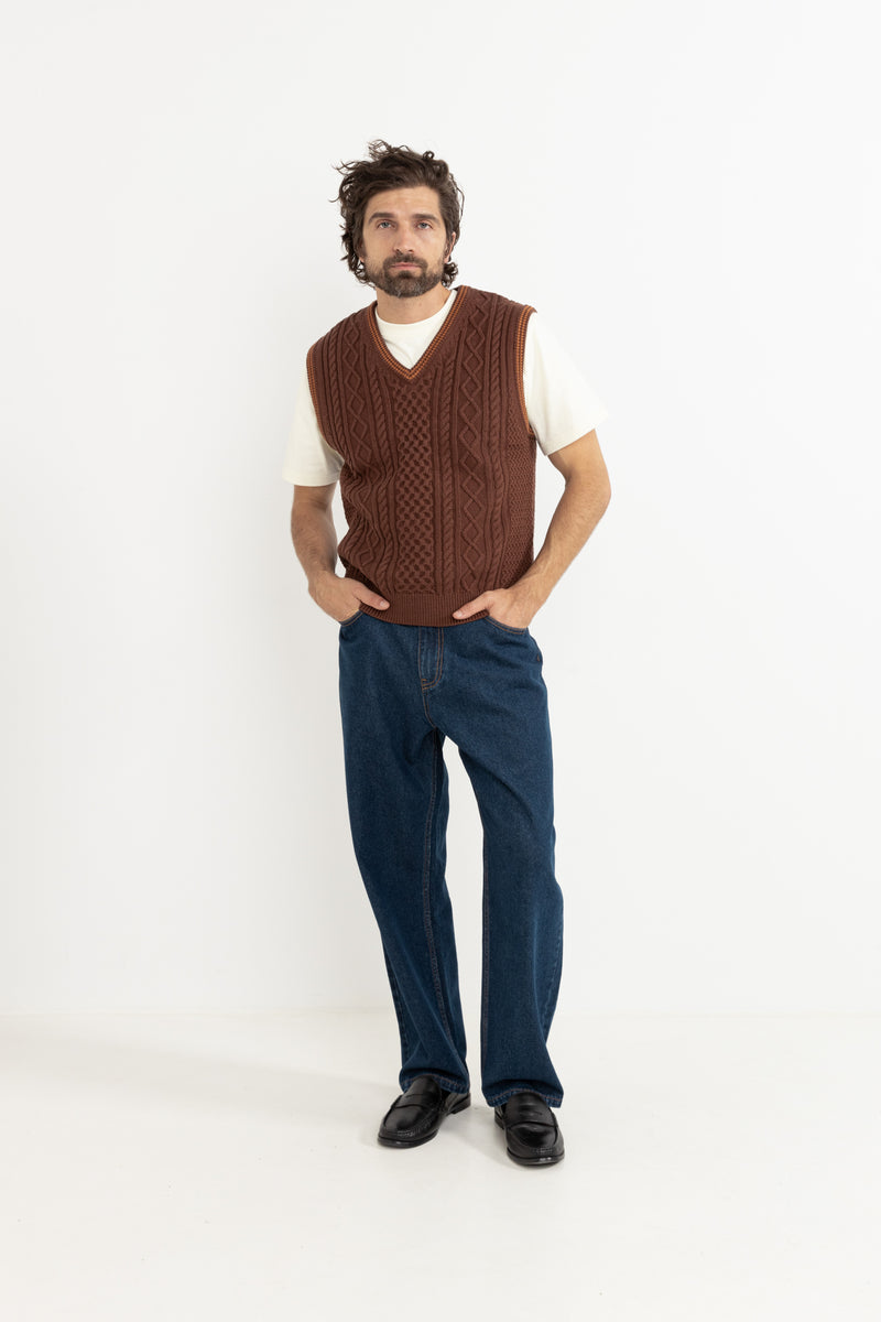 Assembly Fisherman Knit Vest Brown