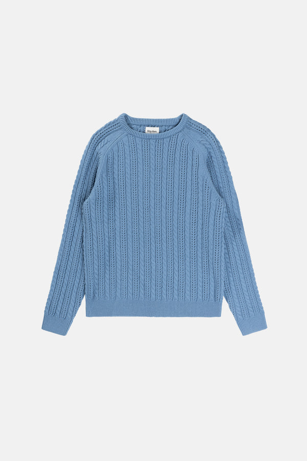 Doheny Pointelle Crew Knit  Slate