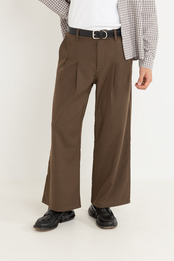 Jesse Pleated Pant Dark Brown