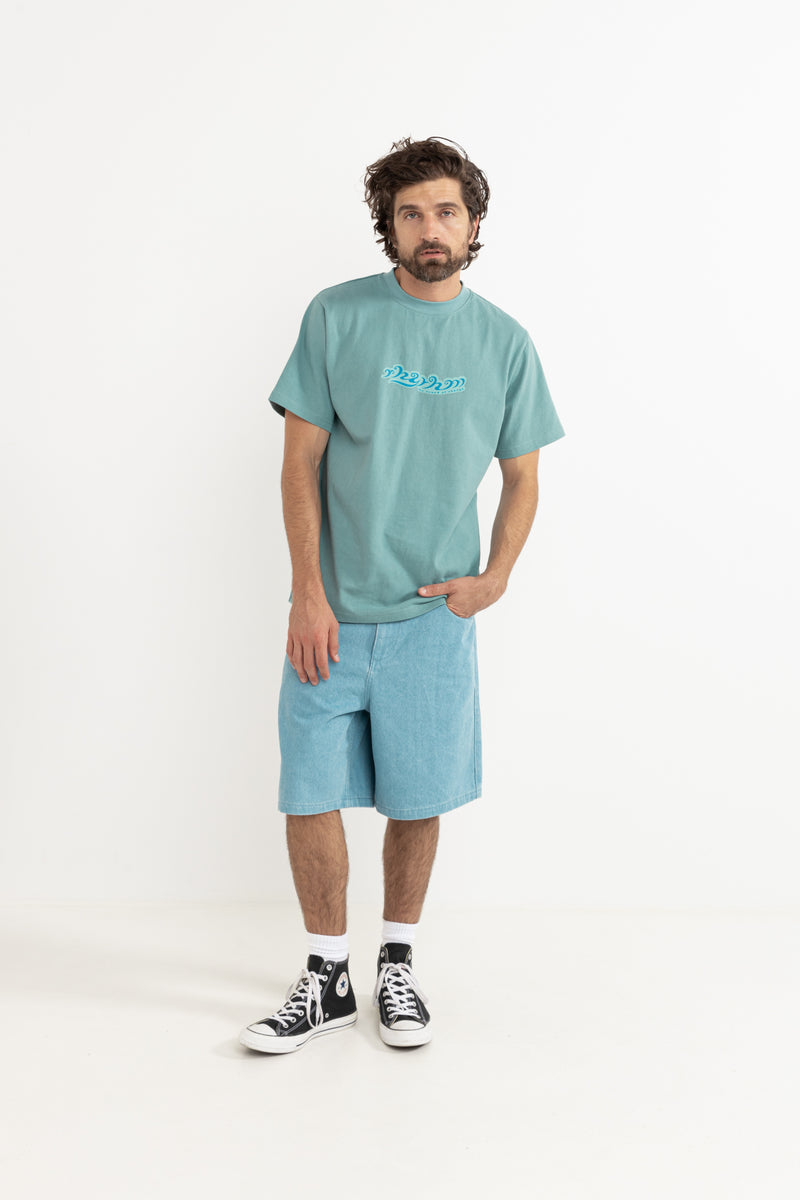 Wave Washed Denim Short Blue Wash