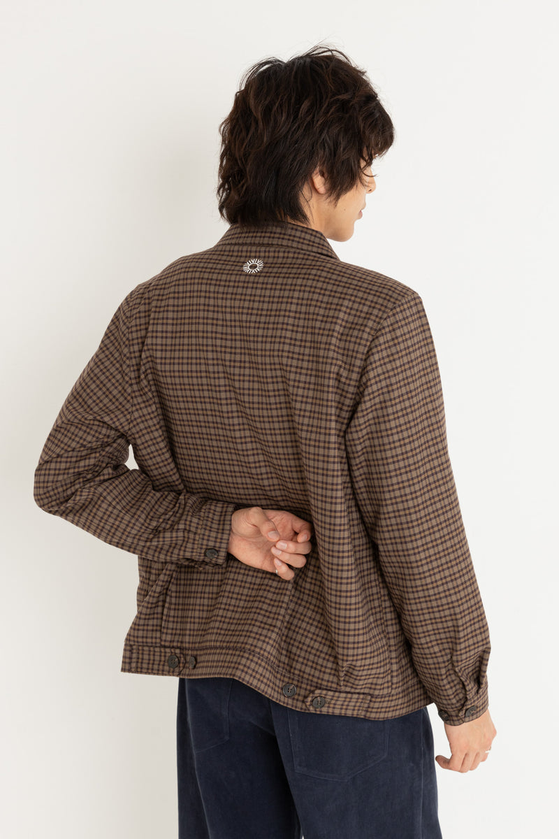 Flavell Check Jacket Brown