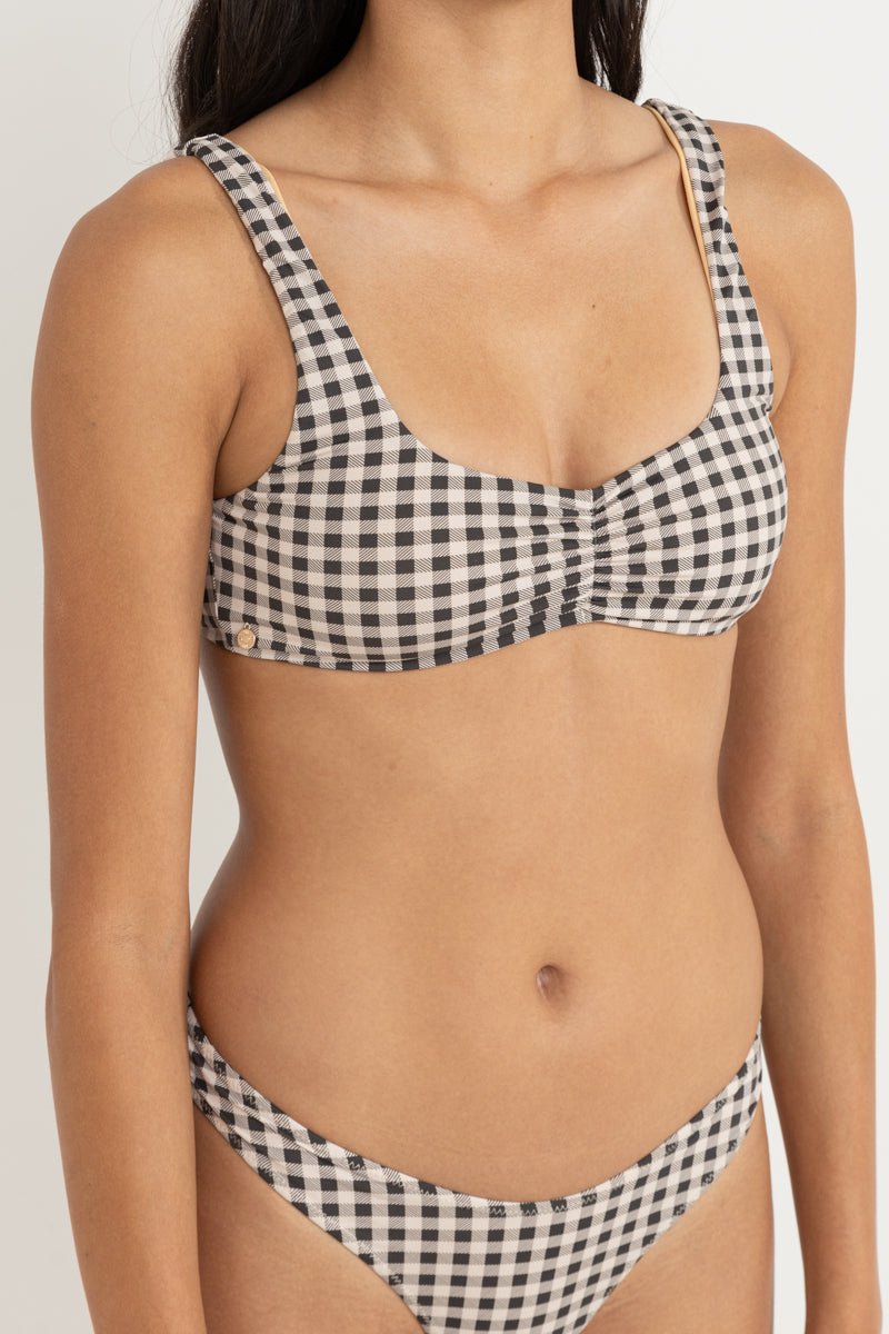 Parker Gingham Crop Top Black