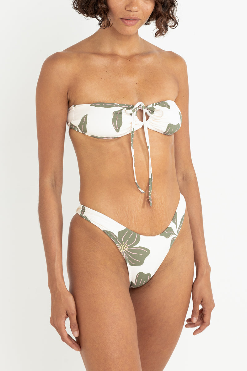 Kia Floral Tie Front Bandeau Top Green