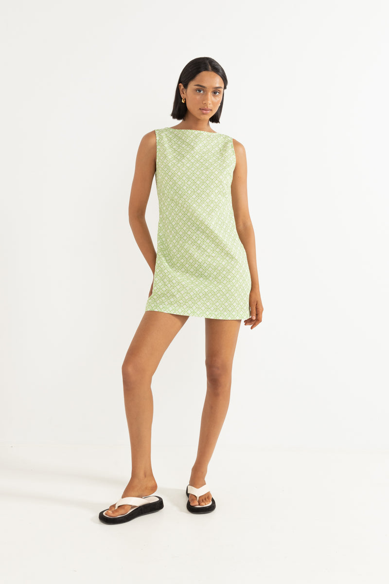 Mallorca Floral Mini Dress Kiwi