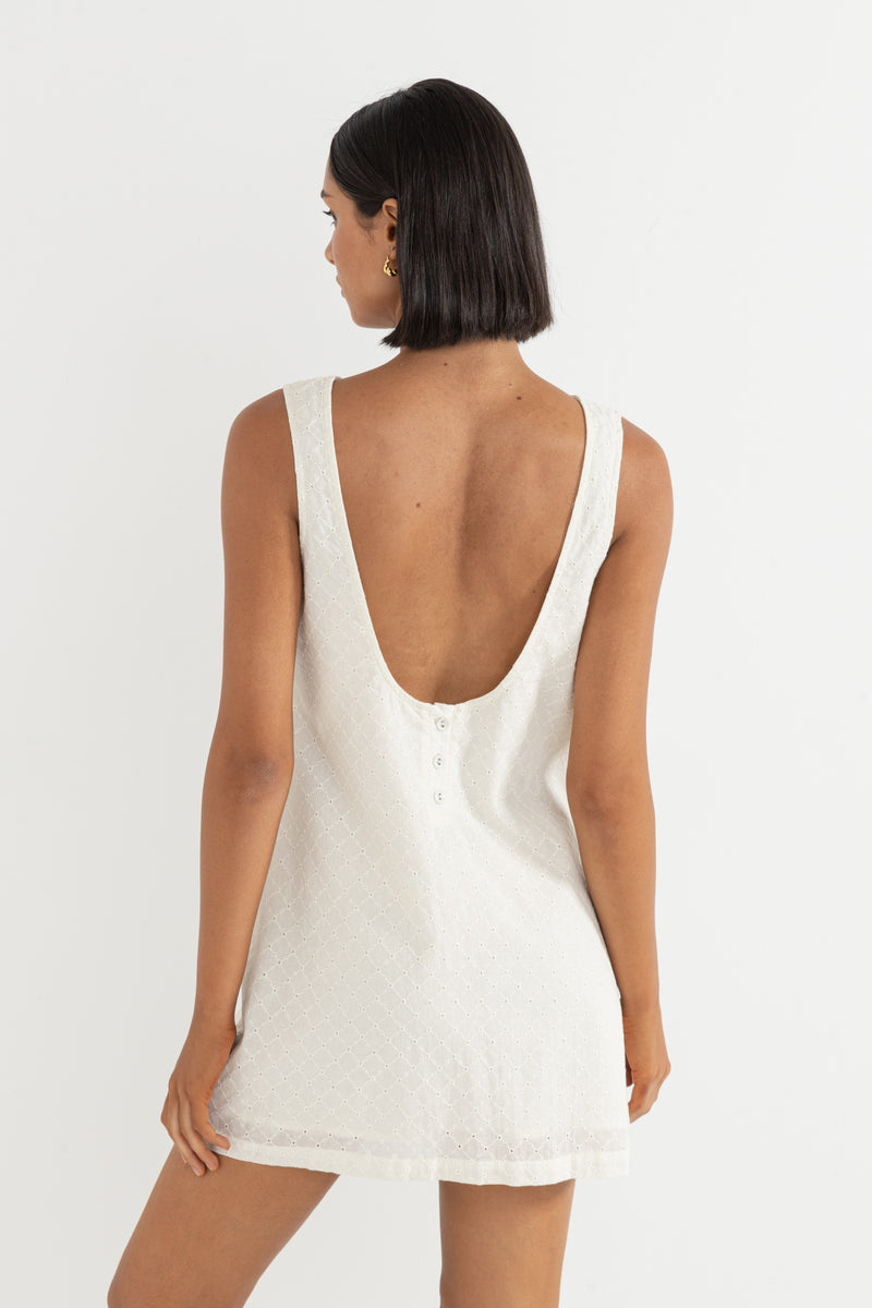 Porto Eyelet Mini Dress Natural