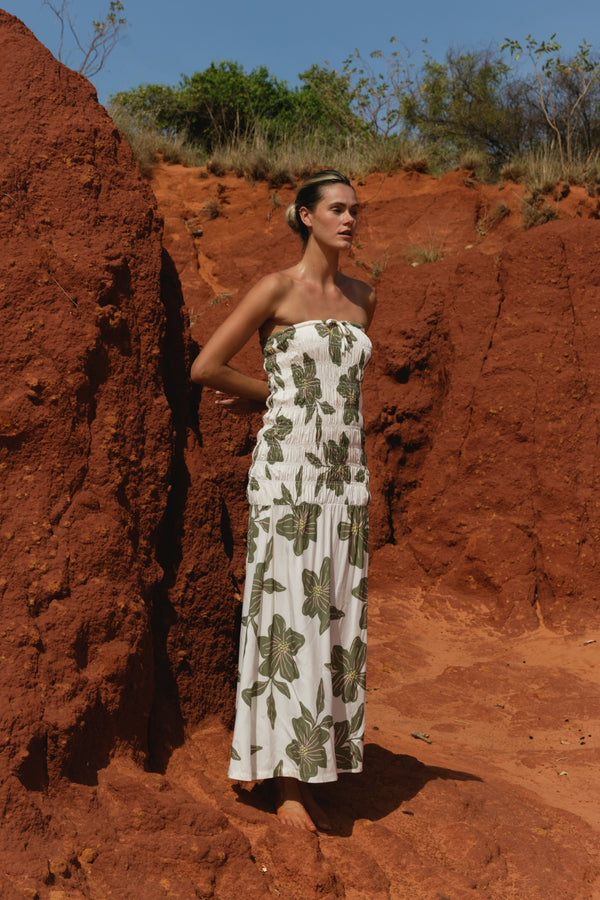 Kia Floral Maxi Dress Green