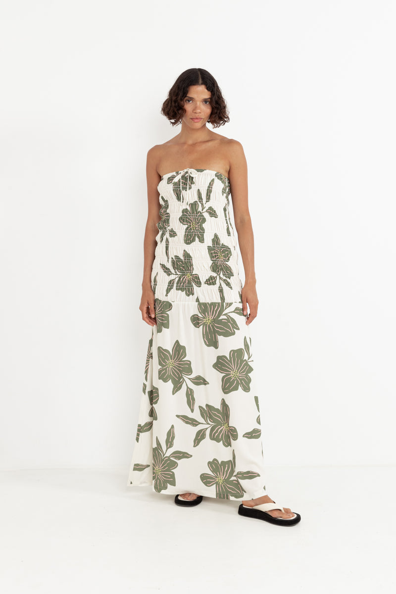 Kia Floral Maxi Dress Green