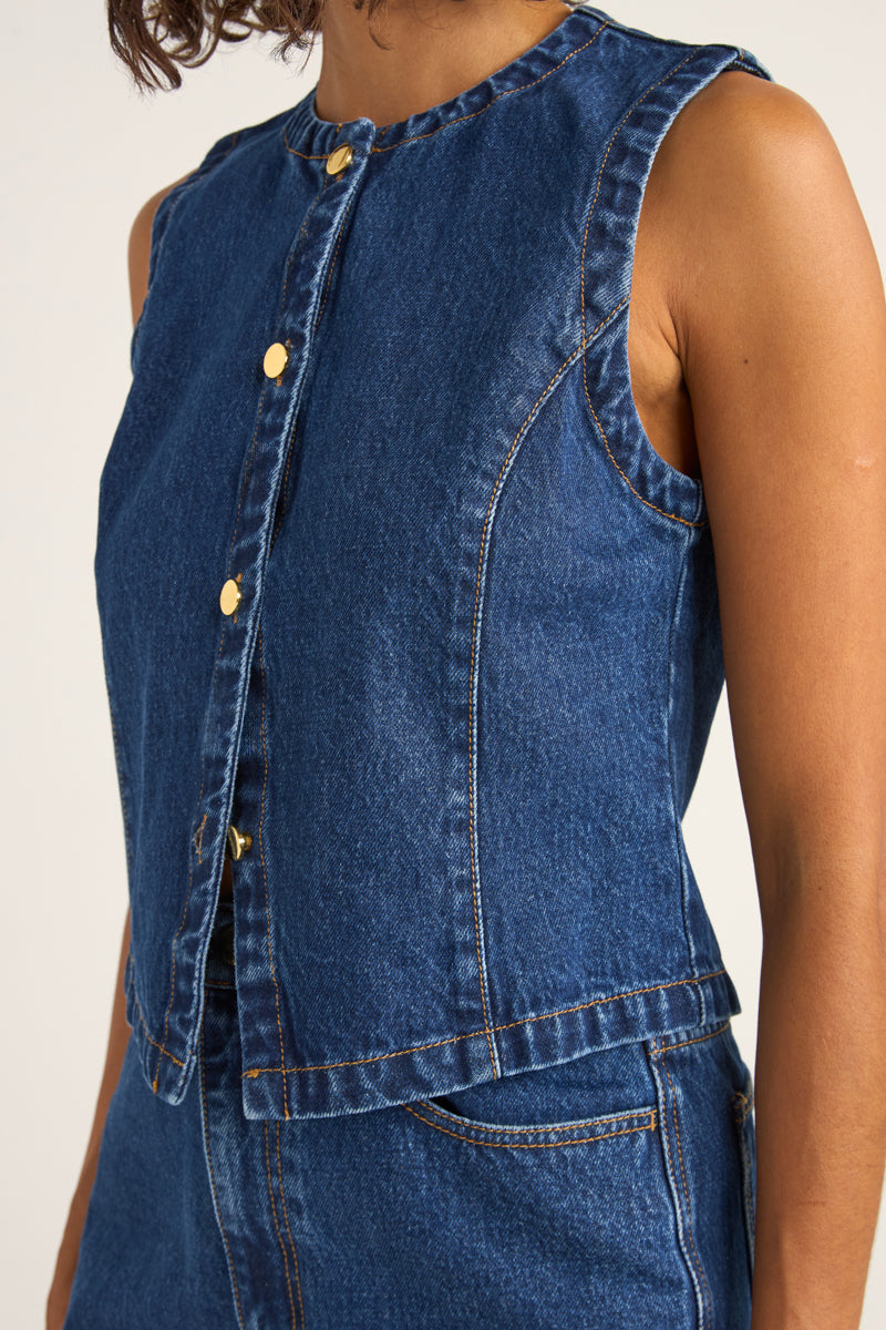 Gia Denim Vest Indigo