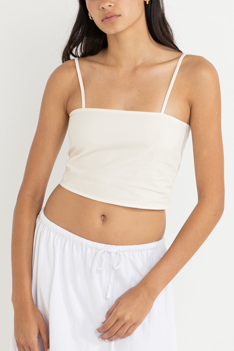 St Tropez Lace Back Crop Top Cream