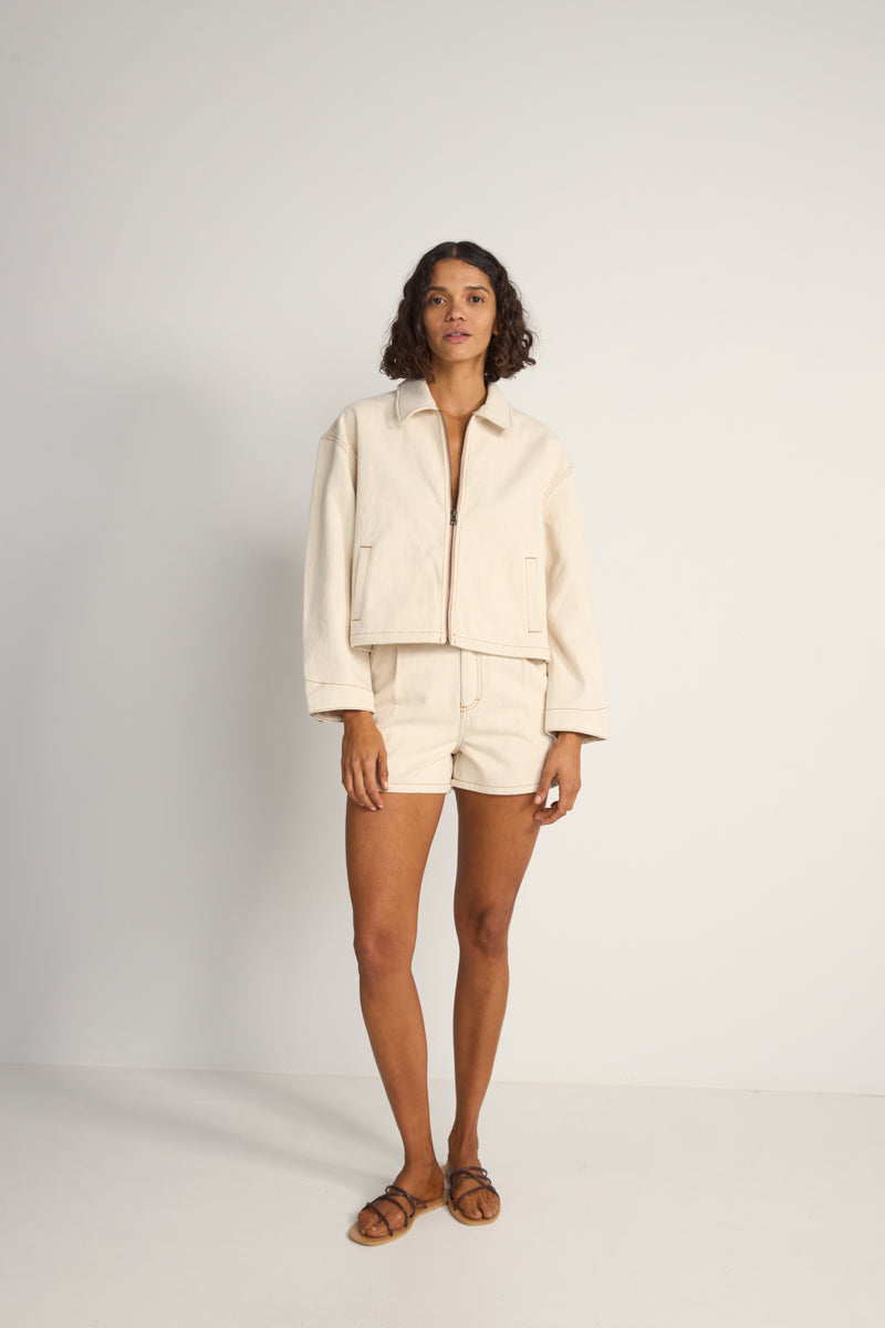 Capri Cropped Jacket Natural