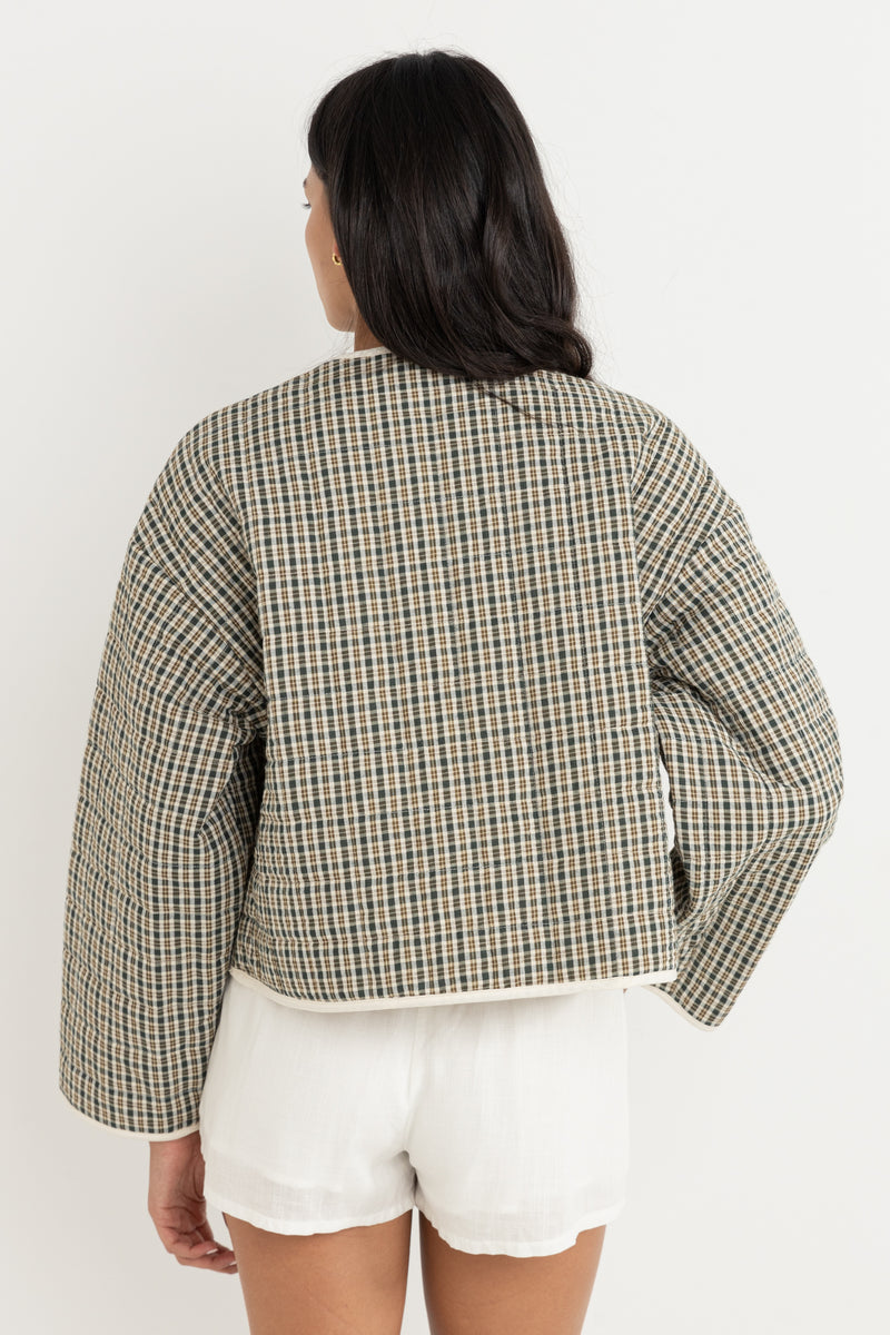 Antibes Plaid Quilted Jacket Olive