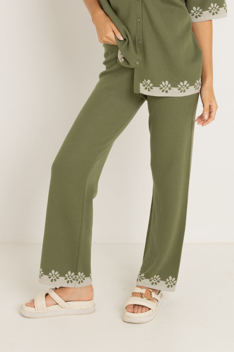 Superbloom Knit Pant Green