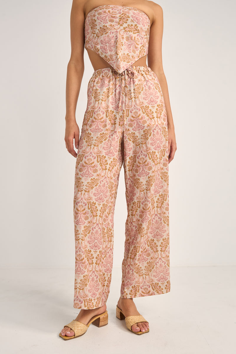 Jessie Paisley Drawstring Pant Rose