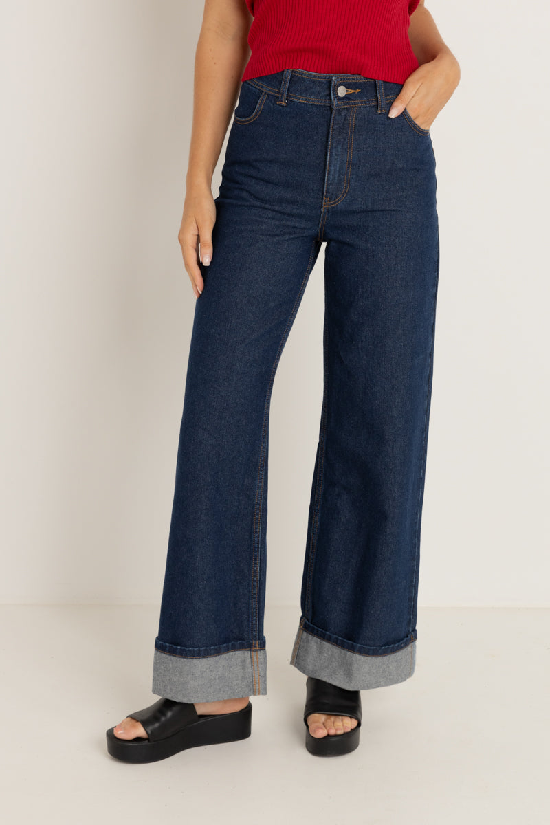 Turn Back Low Rise Pant Blue