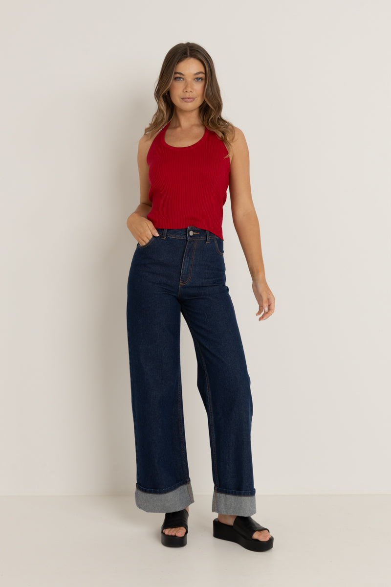 Turn Back Low Rise Pant Blue