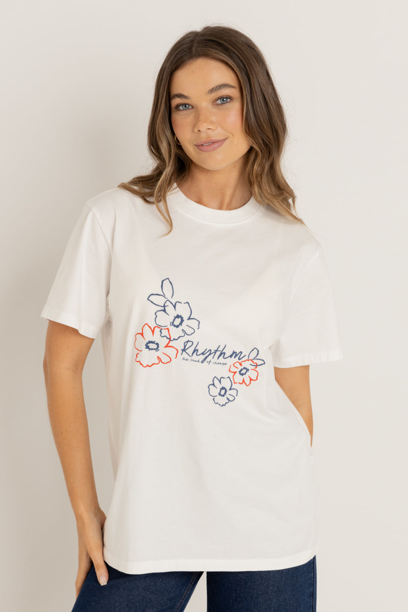 Flora Boyfriend Tee White