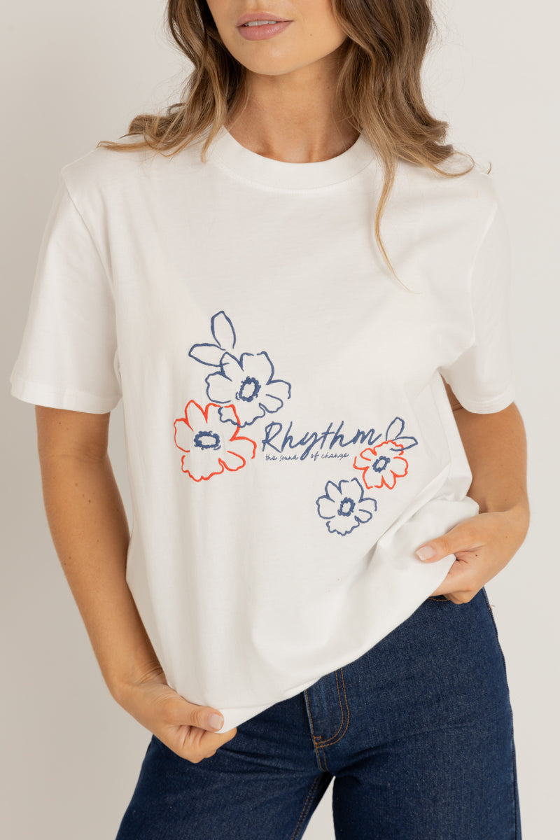 Flora Boyfriend Tee White