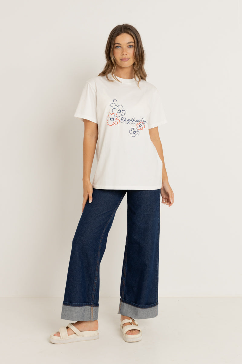 Flora Boyfriend Tee White