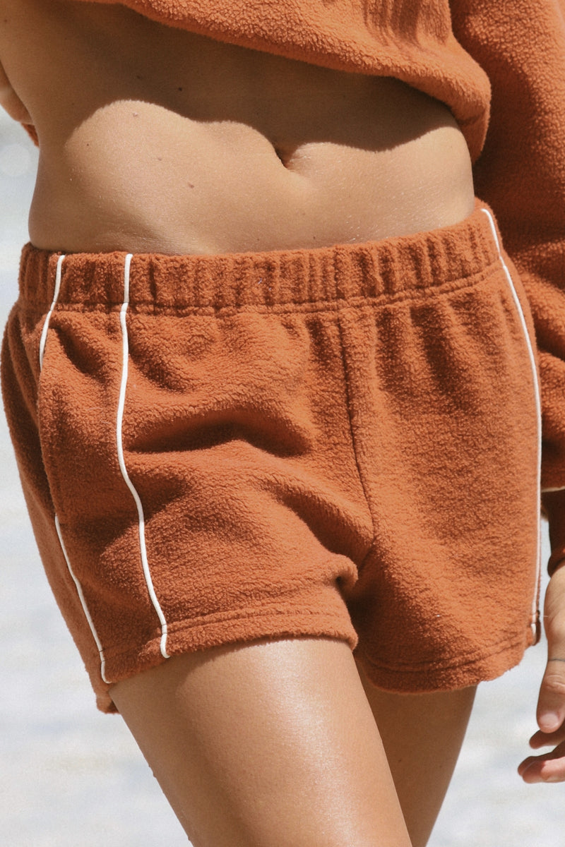 Porto Reverse Fleece Short Brown