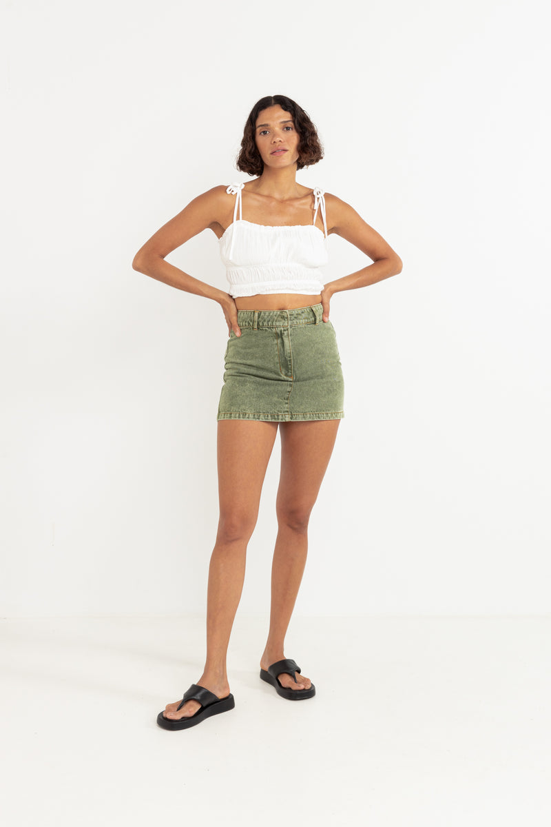 Ada Denim Skirt Sage