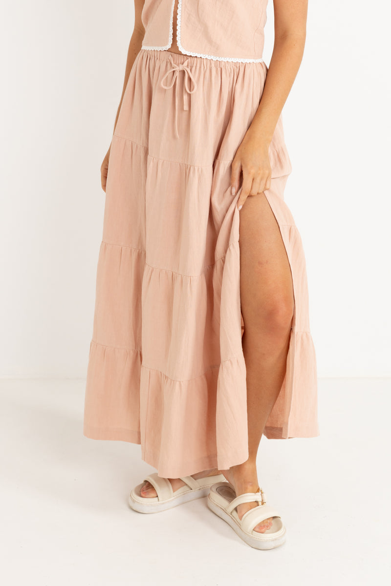 Posie Textured Maxi Skirt Blush