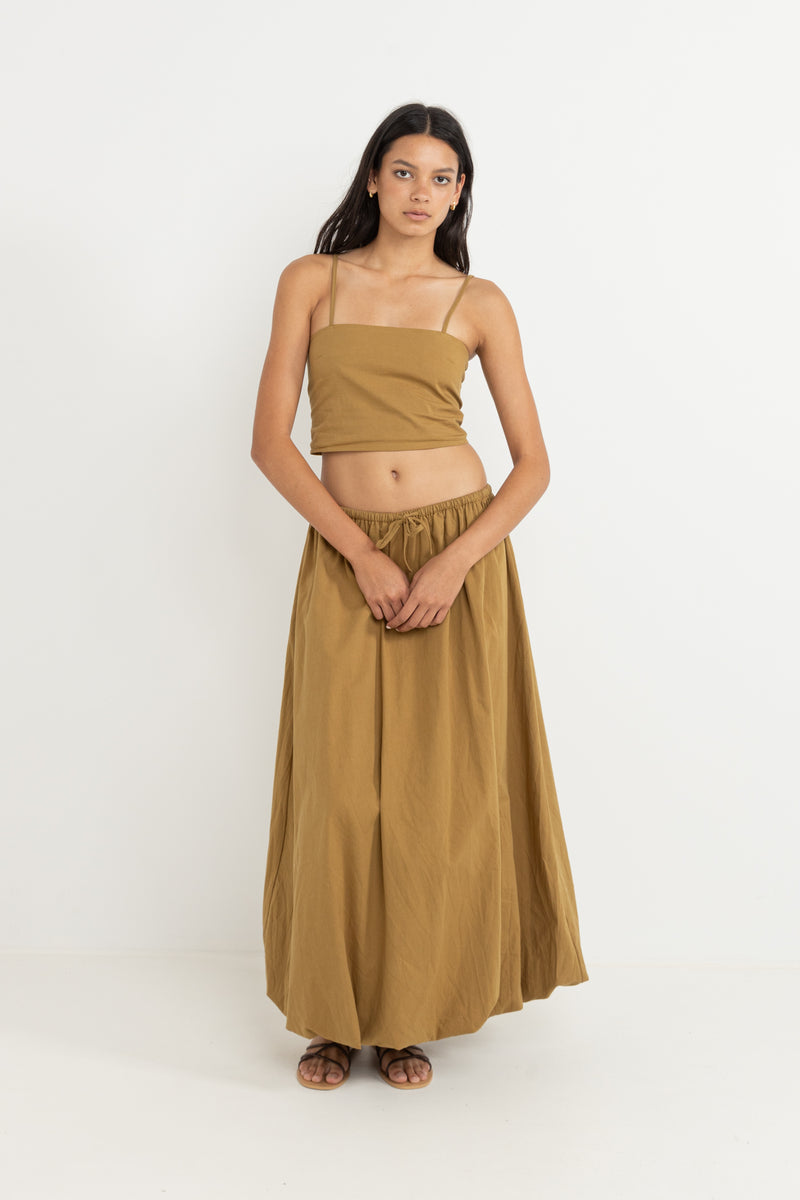 St Tropez Bubble Maxi Skirt Olive