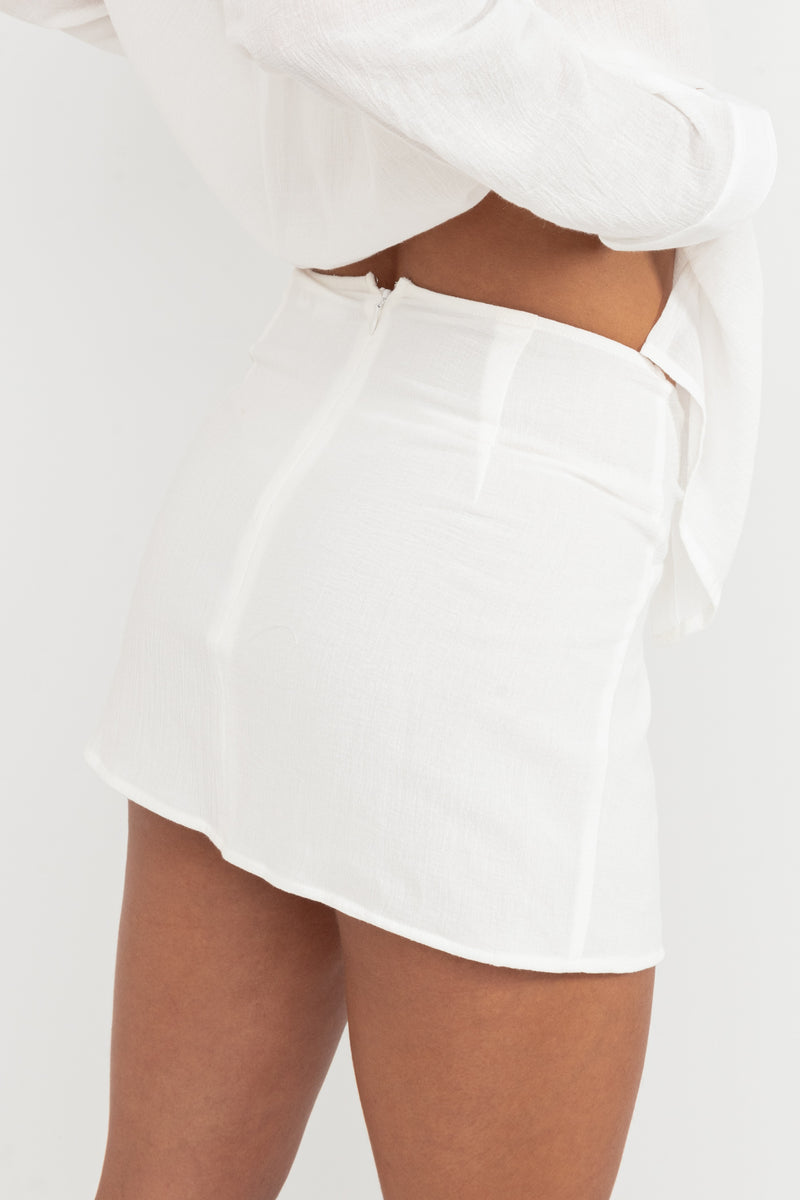 Asta Knot Mini Skirt Off White