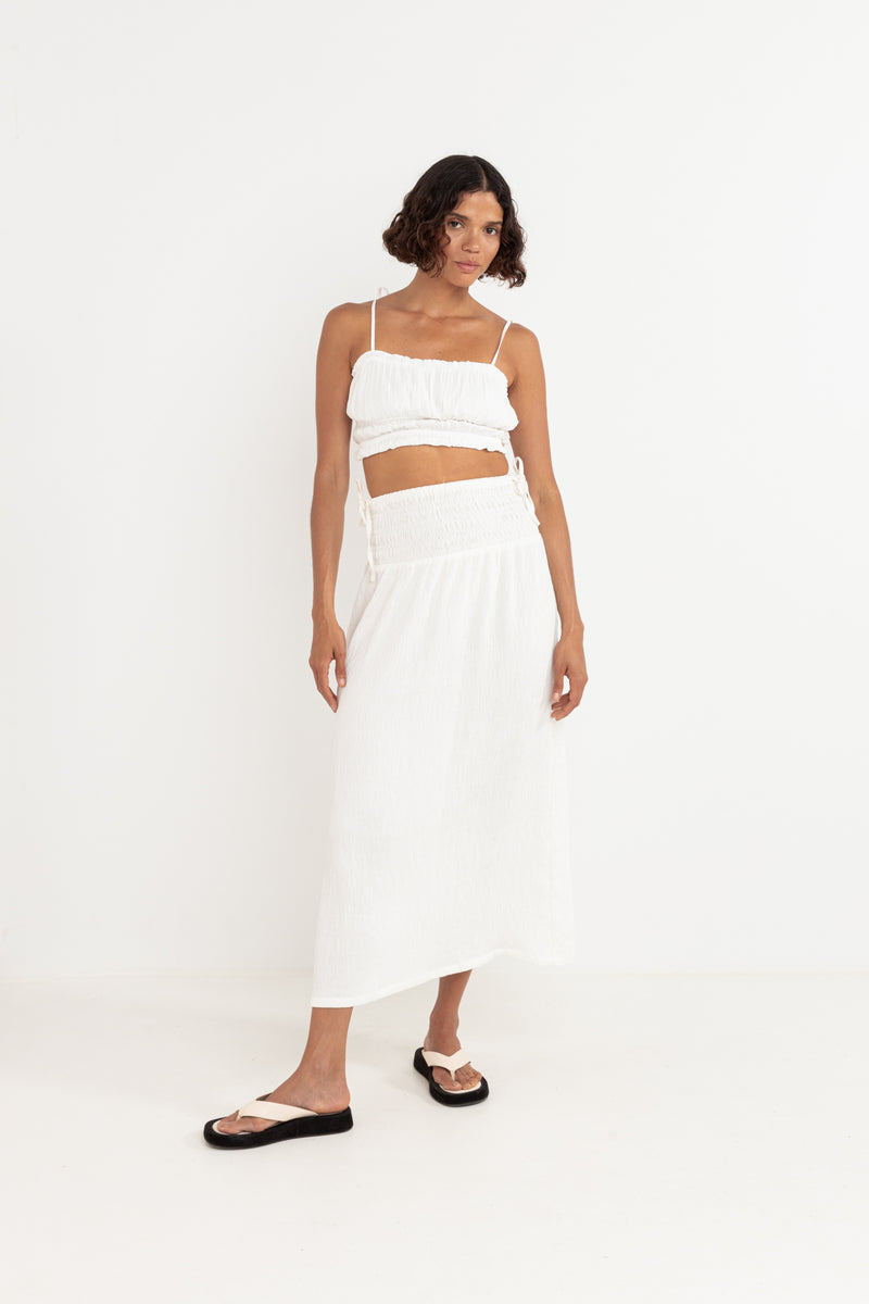 Alana Tie Side Maxi Skirt Cream