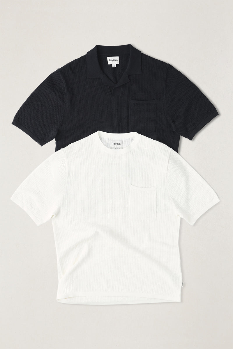 Textured Knit Ss Tee Vintage White