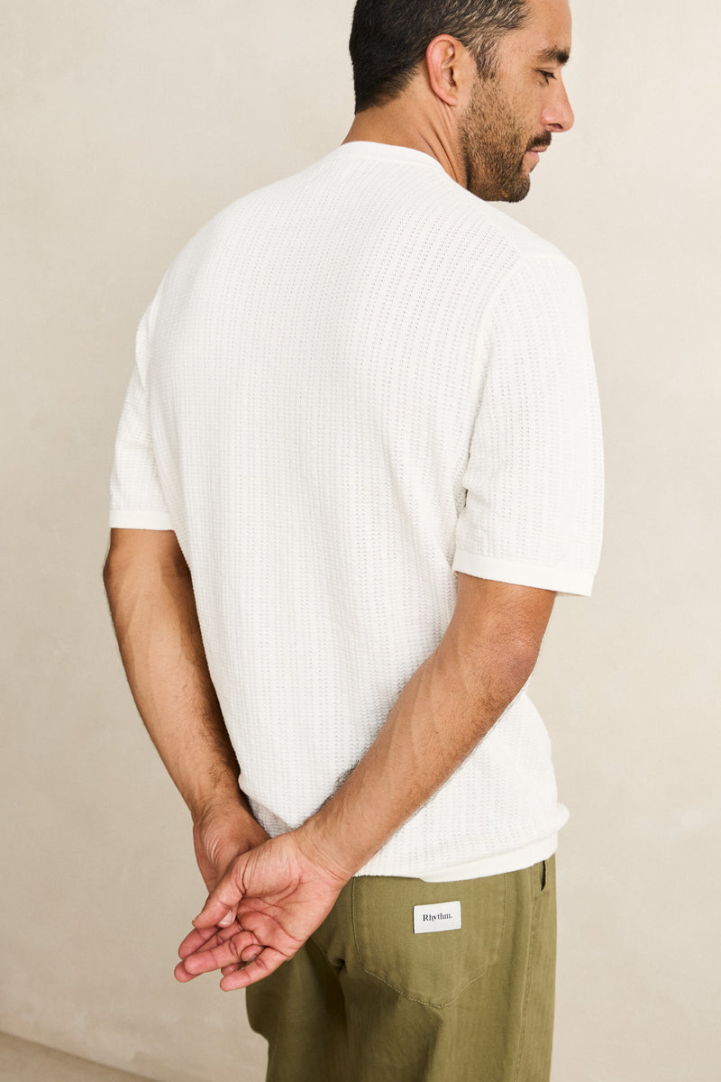 Textured Knit Ss Tee Vintage White