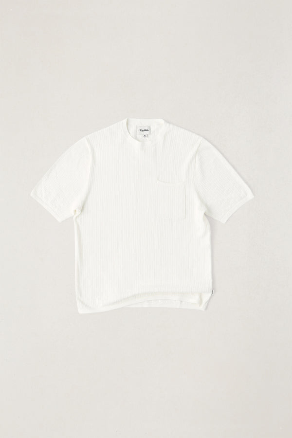 Textured Knit Ss Tee Vintage White
