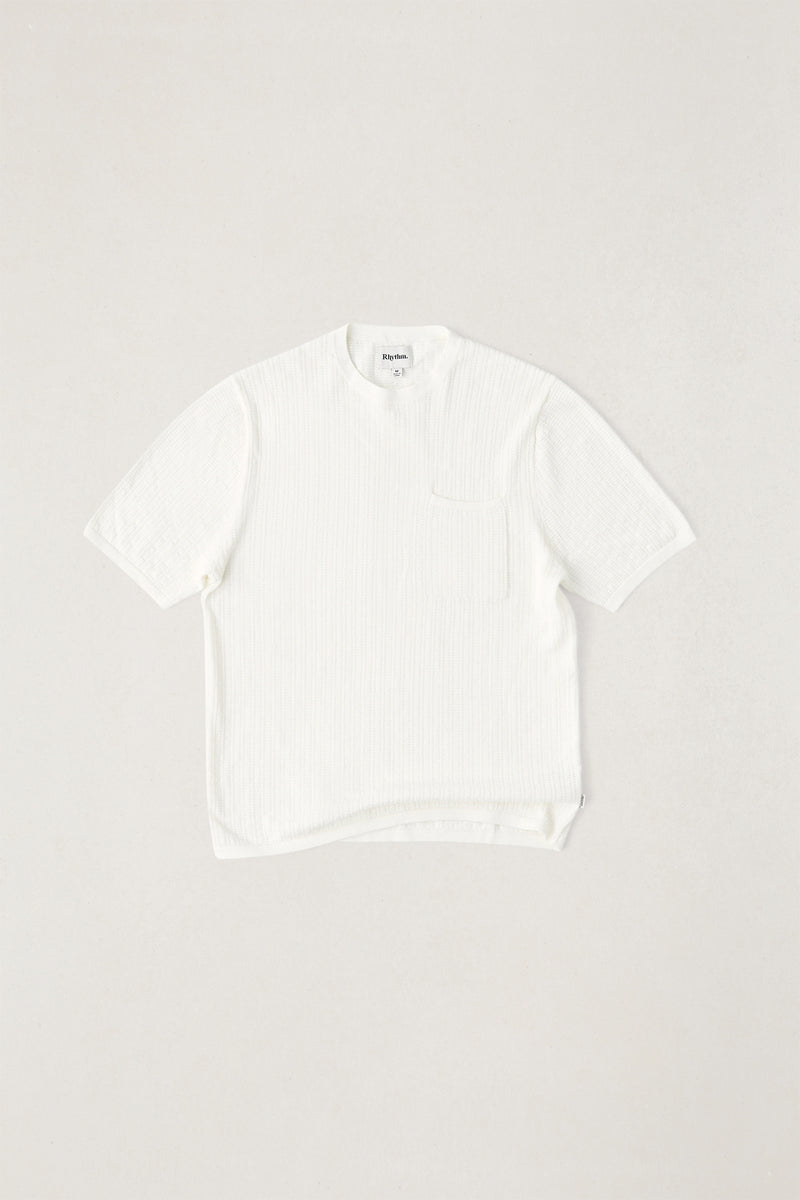 Textured Knit Ss Tee Vintage White